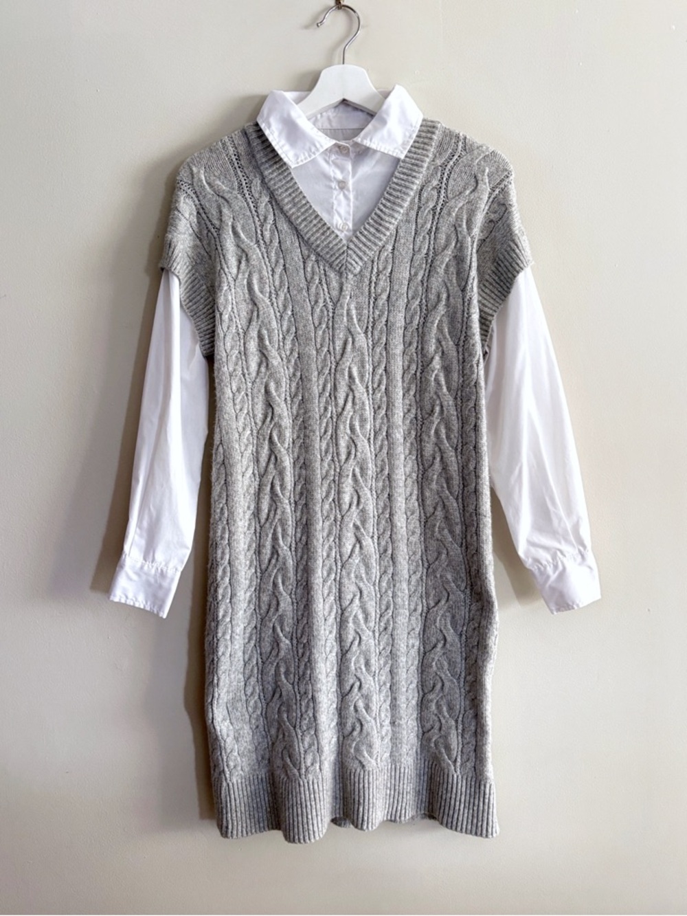 Cupcakes and Cashmere Sweater Dress Women S Gray Cable Knit Preppy Chic Cozy